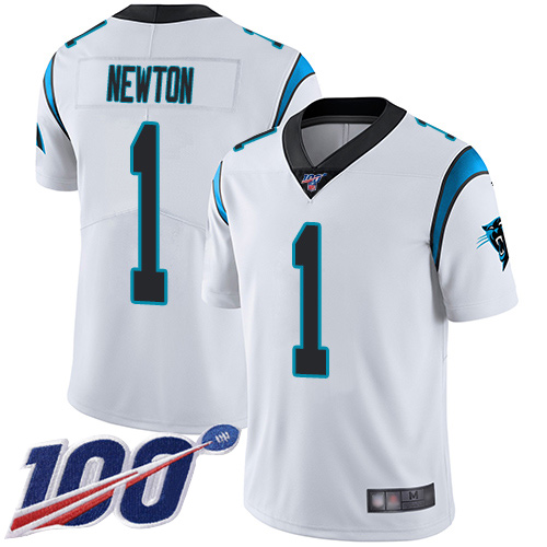 Carolina Panthers Limited White Men Cam Newton Road Jersey NFL Football #1 100th Season Vapor Untouchable->women nfl jersey->Women Jersey